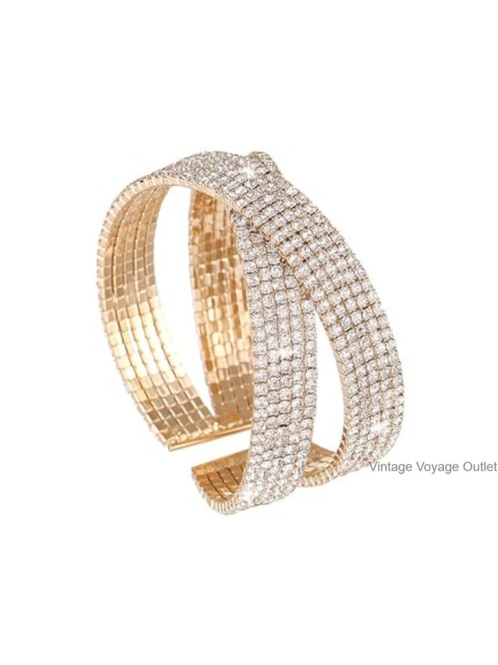 Rhinestone Crystal Cuff Bracelet Multilayer Bridal for Prom Party Wedding
